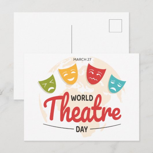 Wereldtheaterdag Briefkaart (Voorkant / Achterkant)