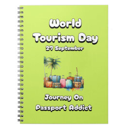 Wereldtoerismedag. Reis op paspoort verslaafde Notitieboek