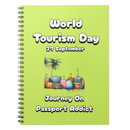 Wereldtoerismedag. Reis op paspoort verslaafde Notitieboek (Voorkant)