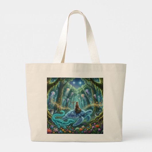 Wereldtour Schildpad Grote Tote Bag (Achterkant)