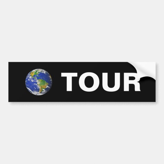 Wereldtournee op zwart bumpersticker (Voorkant)