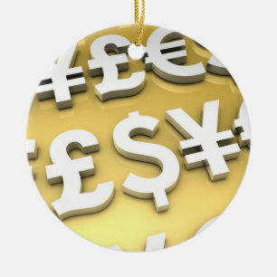 Wereldvaluta Gold International Finance Wealth Keramisch Ornament