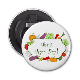 Wereldvegetarisch daglicht button flesopener