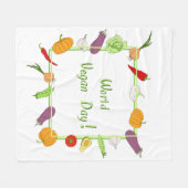 Wereldvegetarisch daglicht fleece deken (Voorkant (Horizontaal))