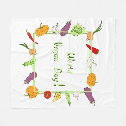 Wereldvegetarisch daglicht fleece deken (Voorkant (Horizontaal))