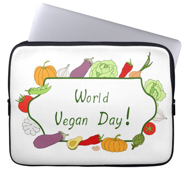Wereldvegetarisch daglicht laptop sleeve (Voorkant)