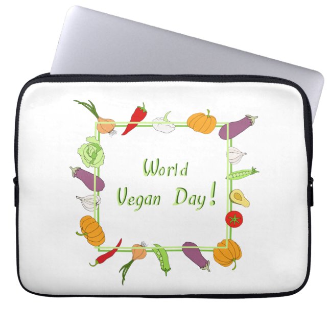 Wereldvegetarisch daglicht laptop sleeve (Voorkant)