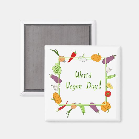 Wereldvegetarisch daglicht magneet (Voorkant / Achterkant)