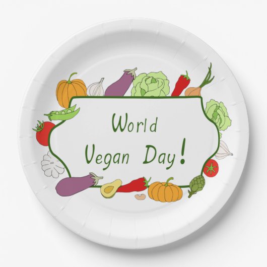 Wereldvegetarisch daglicht papieren bordje (Voorkant)