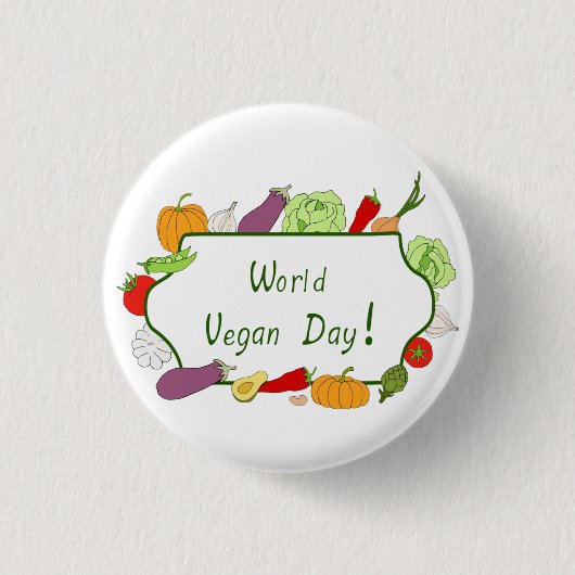 Wereldvegetarisch daglicht ronde button 3,2 cm (Voorkant)