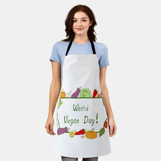 Wereldvegetarisch daglicht schort (Gedragen)