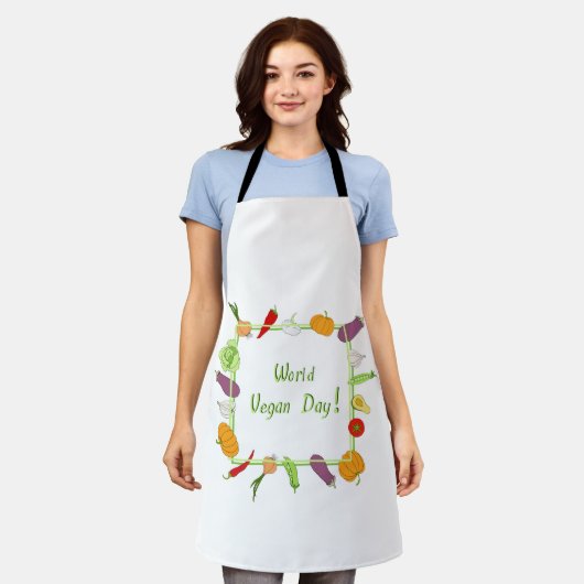 Wereldvegetarisch daglicht schort (Gedragen)