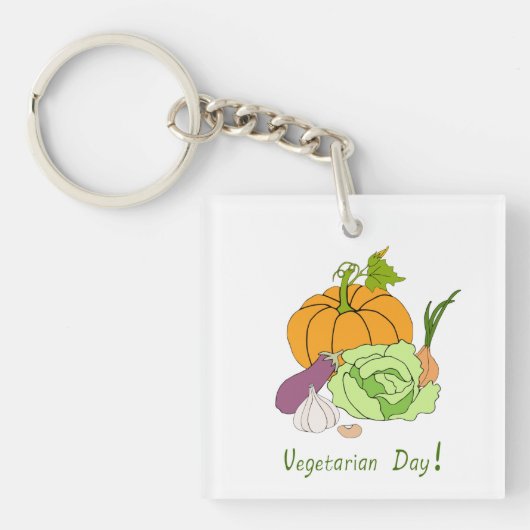 Wereldvegetarisch daglicht sleutelhanger (voorkant)