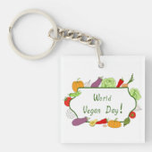 Wereldvegetarisch daglicht sleutelhanger (voorkant)