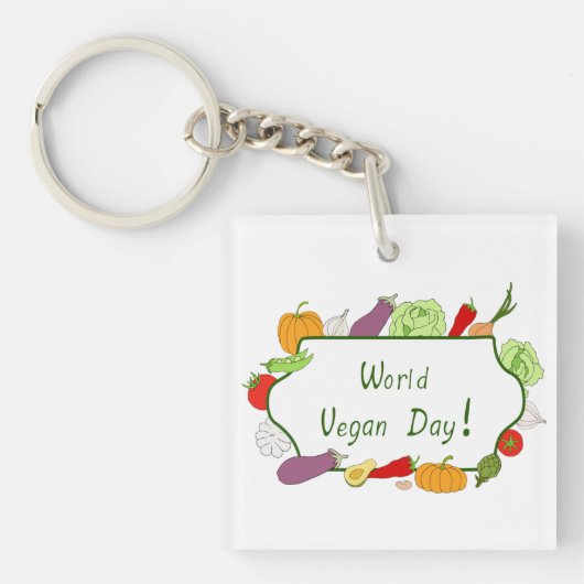 Wereldvegetarisch daglicht sleutelhanger (voorkant)