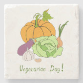 Wereldvegetarisch daglicht stenen onderzetter (Voorkant)