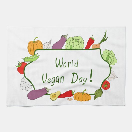 Wereldvegetarisch daglicht theedoek (Horizontaal)