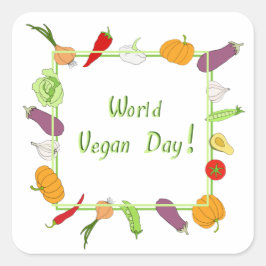 Wereldvegetarisch daglicht vierkante sticker
