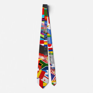 Wereldvlag Global Glitch Abstracte Collage Stropdas