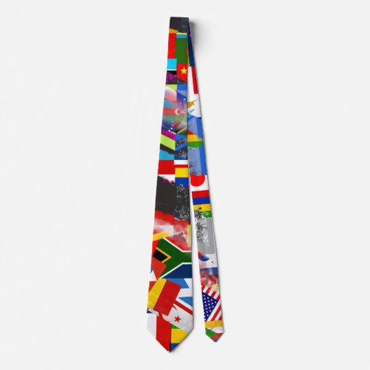 Wereldvlag Global Glitch Abstracte Collage  Stropdas (Voorkant)