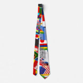 Wereldvlag Global Glitch Abstracte Collage  Stropdas (Achterkant)