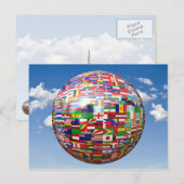 Wereldvlaggen in een Wereldbol Briefkaart (Voorkant / Achterkant)