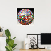 Wereldvlaggen in een Wereldbol Poster (Thuiskantoor)