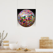 Wereldvlaggen in een Wereldbol Poster (Keuken)