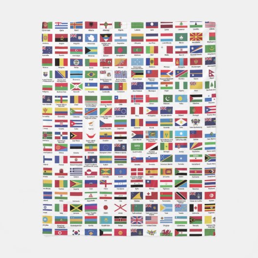 Wereldvlaggen met landnamen fleece deken (Voorkant)