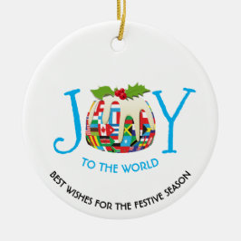 Wereldvlaggen nemen deel aan de Festive Pudding Keramisch Ornament