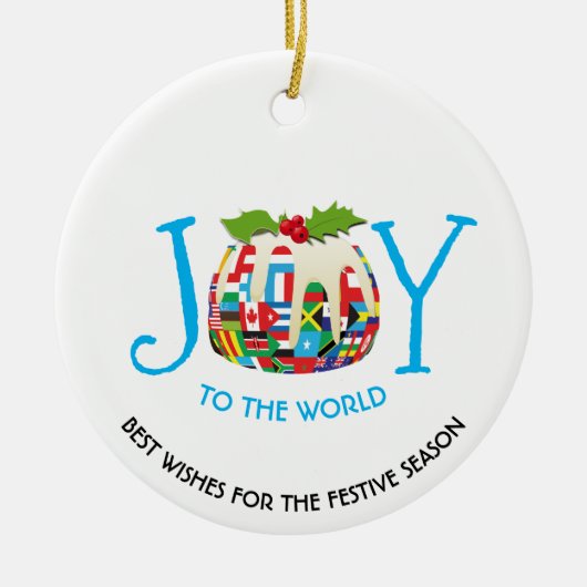 Wereldvlaggen nemen deel aan de Festive Pudding Keramisch Ornament (Voorkant)