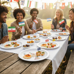 Wereldvlaggen van de vredesduif papieren bordje