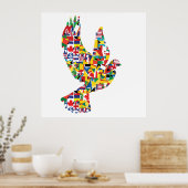 Wereldvlaggen van de vredesduif poster (Keuken)