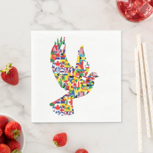 Wereldvlaggen van de vredesduif servet