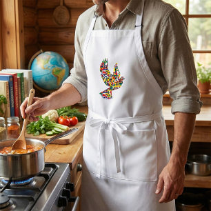 Wereldvlaggen van de vredesduif standaard schort