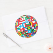 Wereldvlaggen, Wereldbol Ronde Sticker (Envelop)