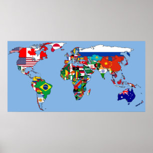 Wereldvlaggenkaart Poster