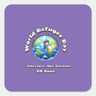Wereldvluchtelingendag. 20 juni vierkante sticker