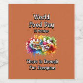 Wereldvoedseldag. Genoeg voor iedereen. Wijn Etiket (Enkel label)