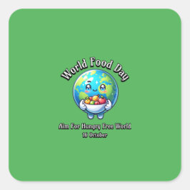 Wereldvoedseldag. Richt op Hungry Free World. Vierkante Sticker