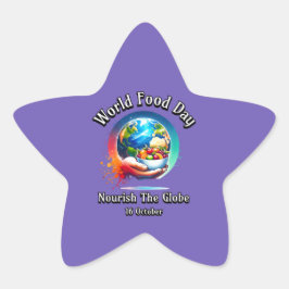 Wereldvoedseldag. Voedt het Wereldbol. Ster Sticker