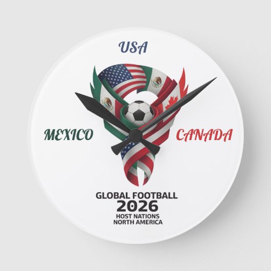 Wereldvoetbal Noord-Amerika 2026 wandklok (Voorkant)