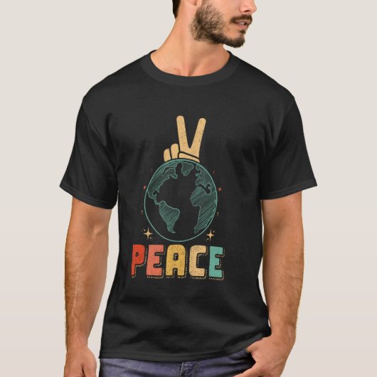 Wereldvrede Aardedag Vintage Viering Vrede T-shirt (Voorkant)