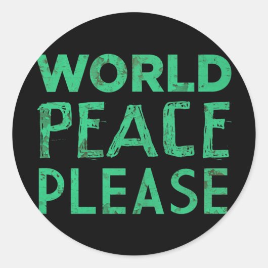 Wereldvrede alstublieft ronde sticker (Voorkant)
