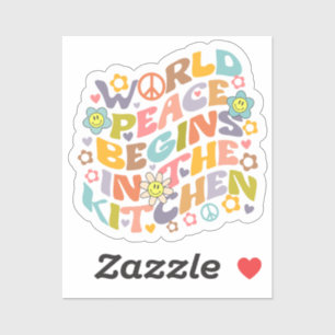 Wereldvrede begint in de keuken, Retro Vegan Sticker