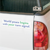 Wereldvrede begint met uw keersignaal bumpersticker (Op Truck)