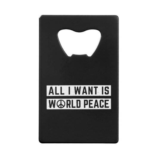 Wereldvrede Creditkaart Flessenopener (Voorkant)