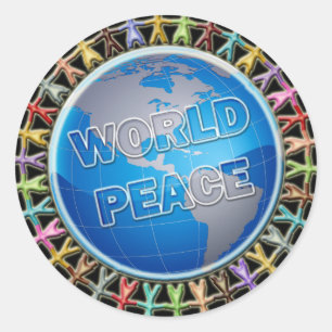 WERELDVREDE HANDEN OVER DE HELE WERELD RONDE STICKER