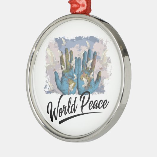 Wereldvrede Metalen Ornament (Links)