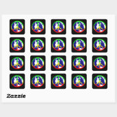wereldvrede op zwart vierkante sticker (Vel)